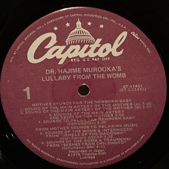 Dr. Hajime Murooka Lullaby From The Womb (Vinyl, 1974) Capitol ST-11421 NM LP - Picture 7 of 9
